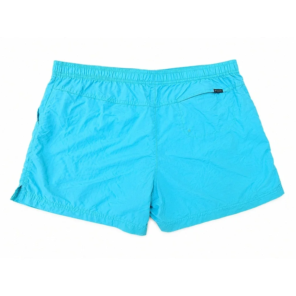 Columbia‎ Linerless Swim Trunks Men's XL Short Turquoise Blue Elastic Waist